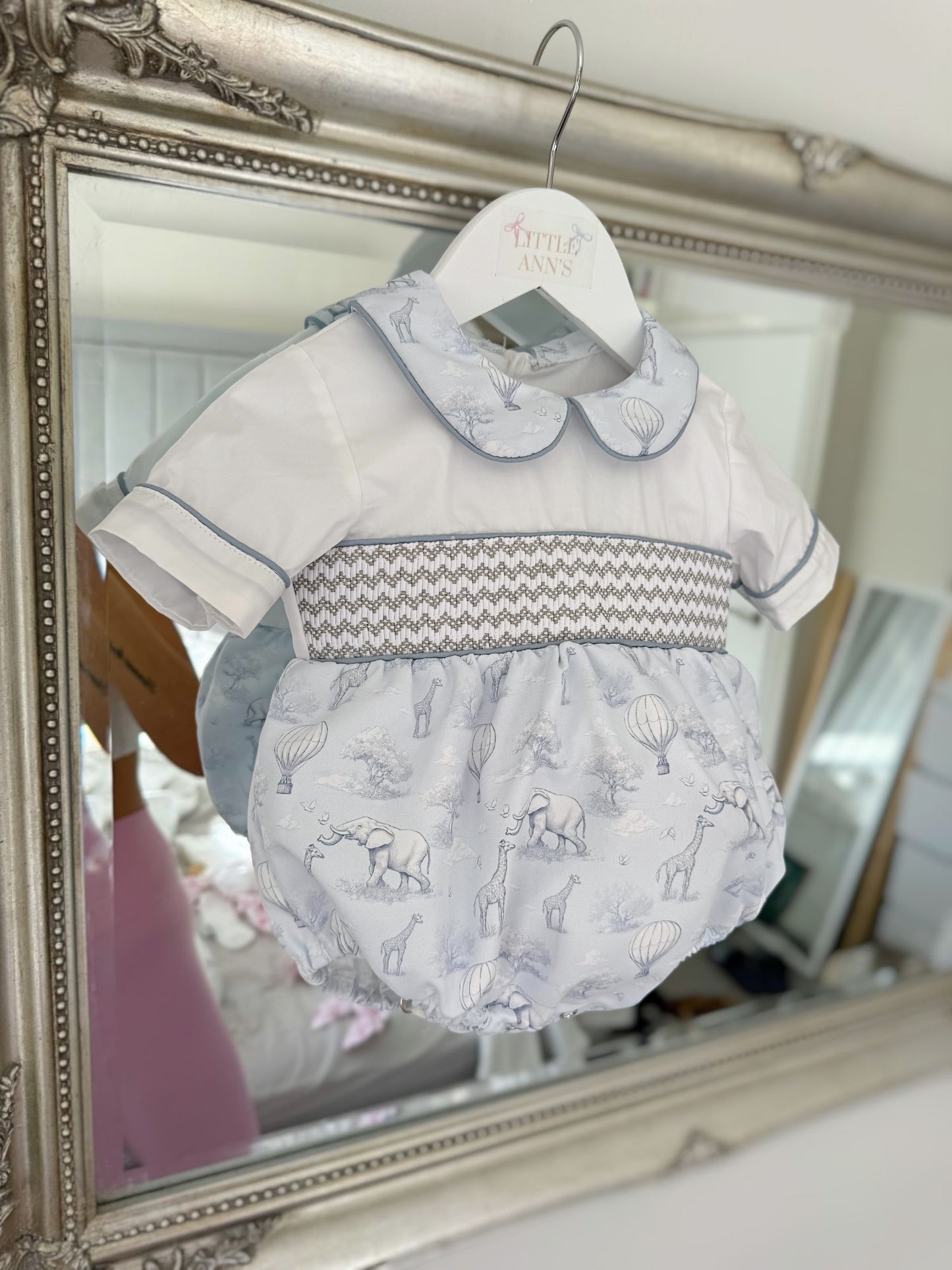 Boys safari smocked romper