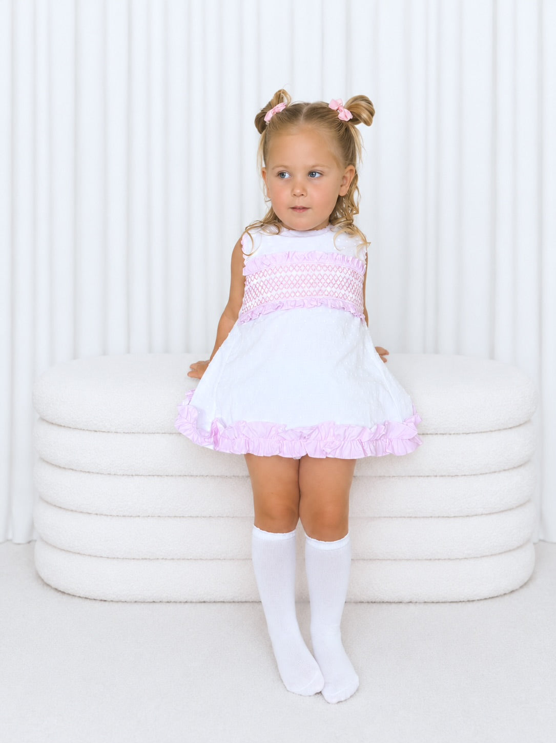 Swiss dot smocked set