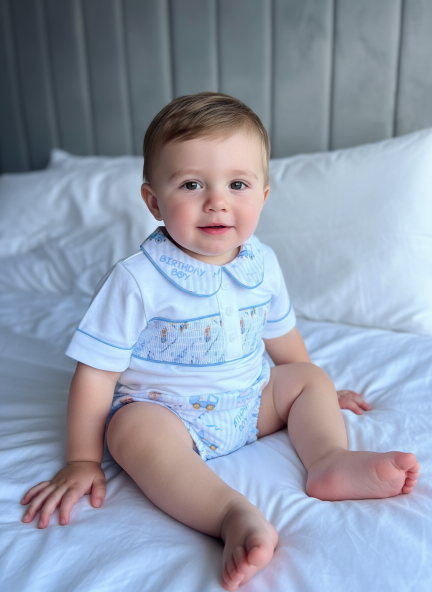 Boys smocked birthday outfit