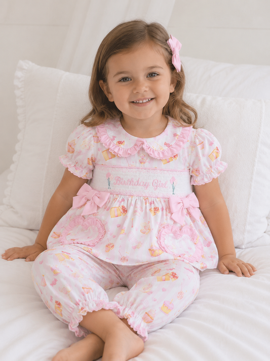 Birthday girl smocked pyjamas