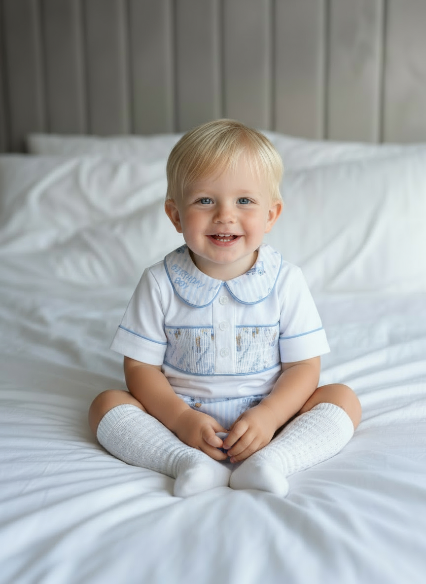 Boys smocked birthday outfit
