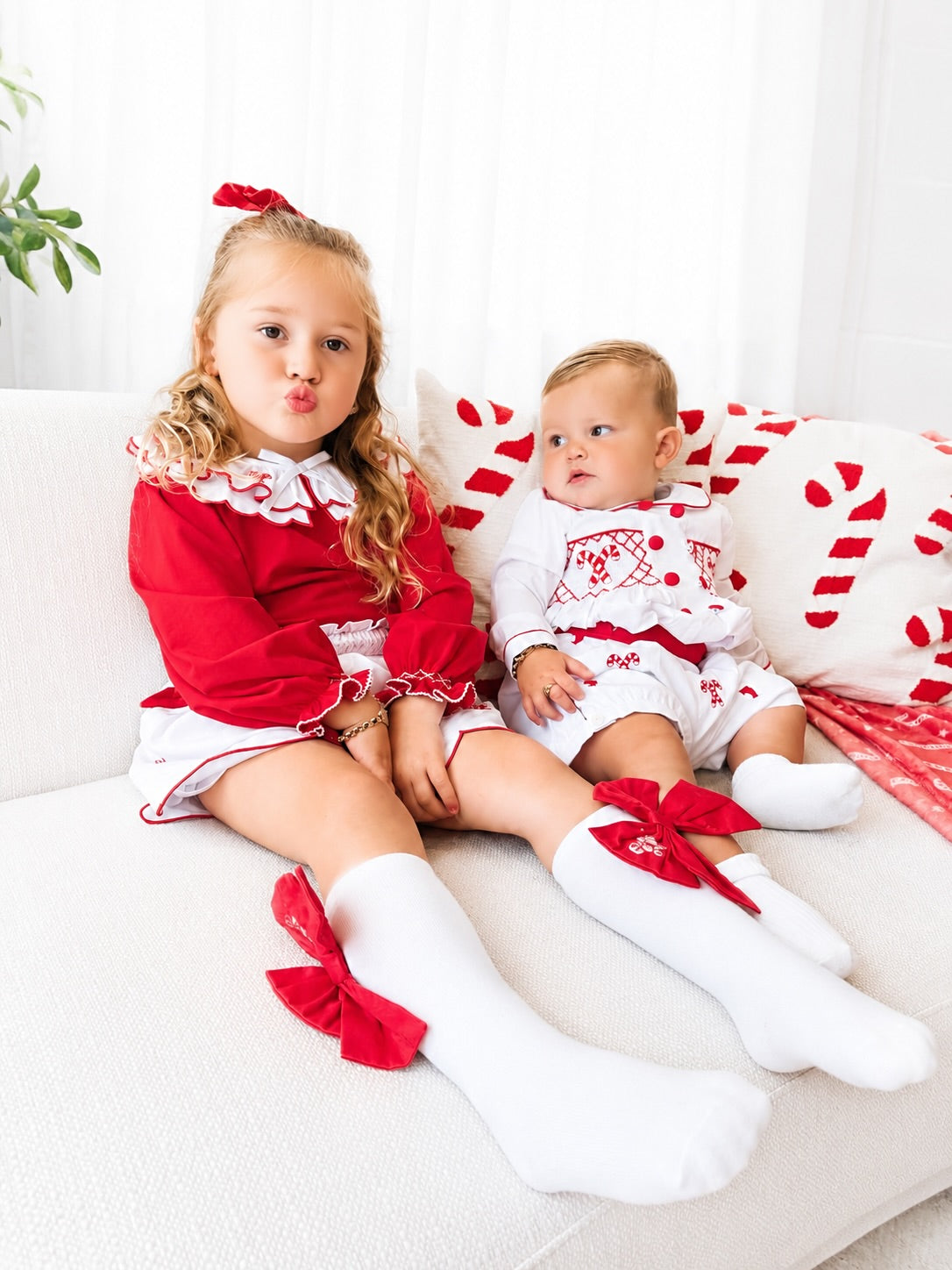 Candy cane lane boys smocked suit PRE ORDER