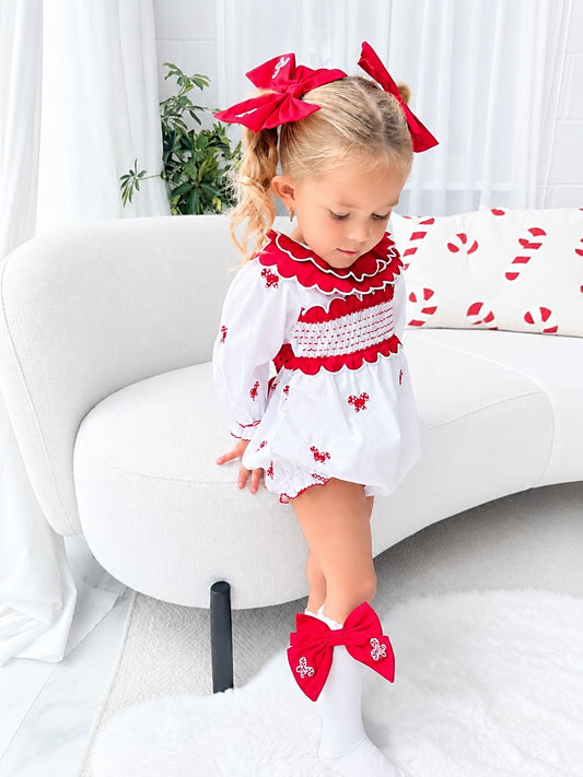 Candy cane lane romper PRE ORDER