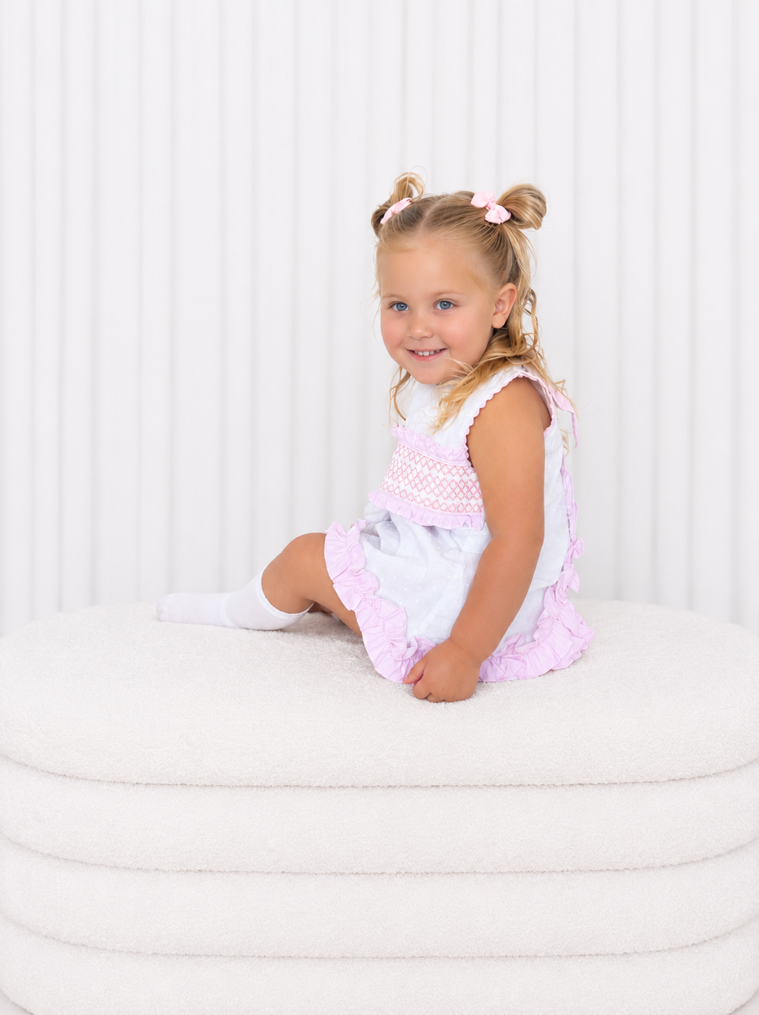 Swiss dot smocked set