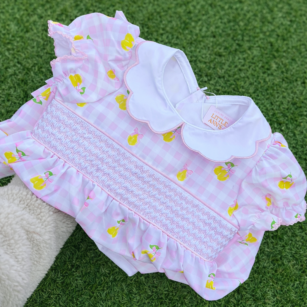 Girls Lemonbow smocked romper