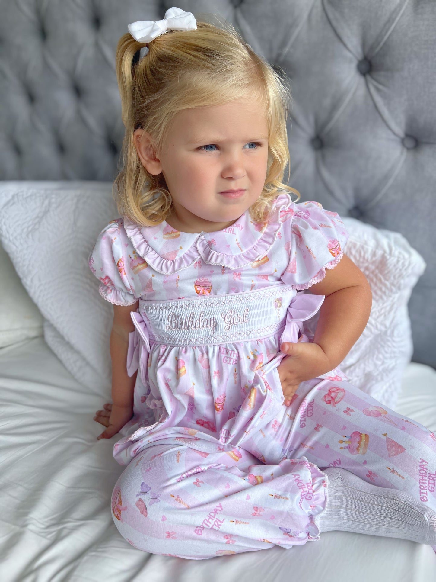 Birthday girl smocked pyjamas