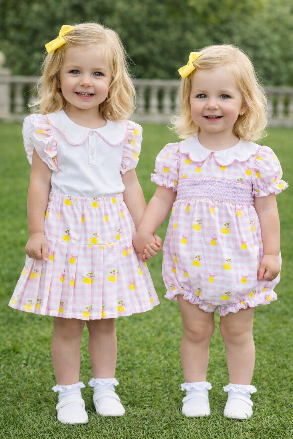 Girls Lemonbow smocked romper