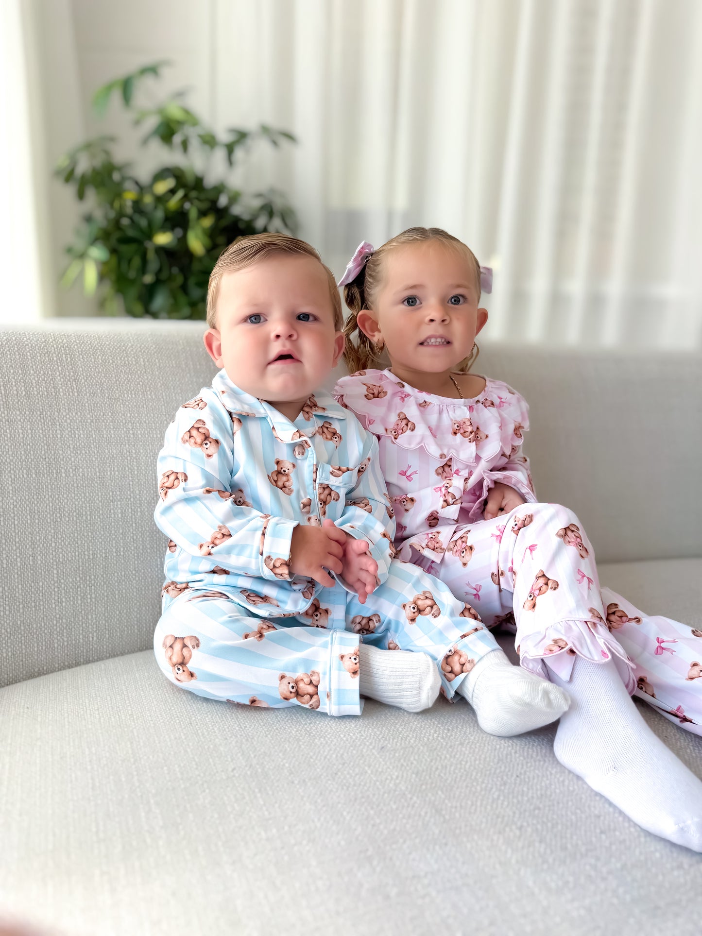 Blue teddy stripe pyjamas