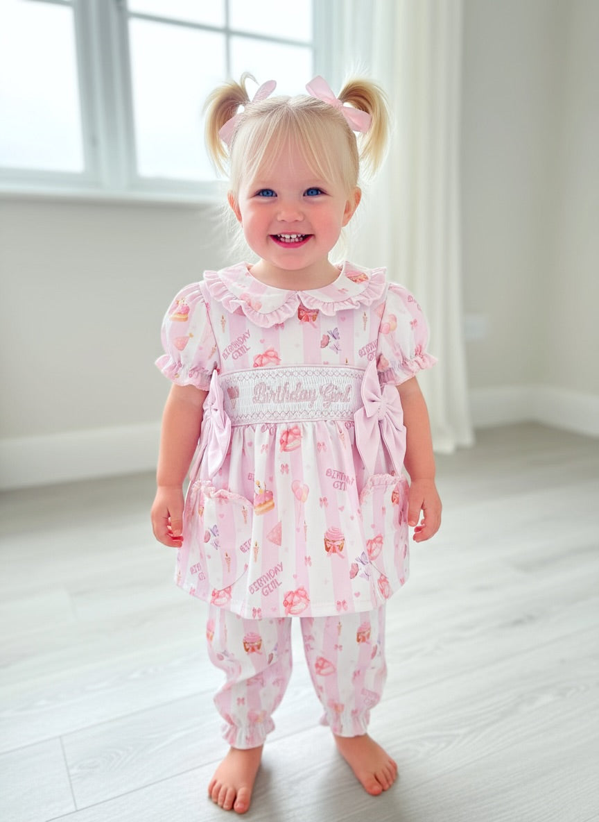 Birthday girl smocked pyjamas