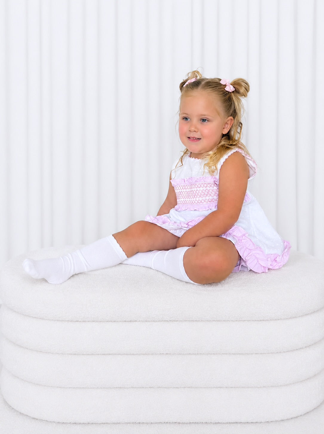 Swiss dot smocked set