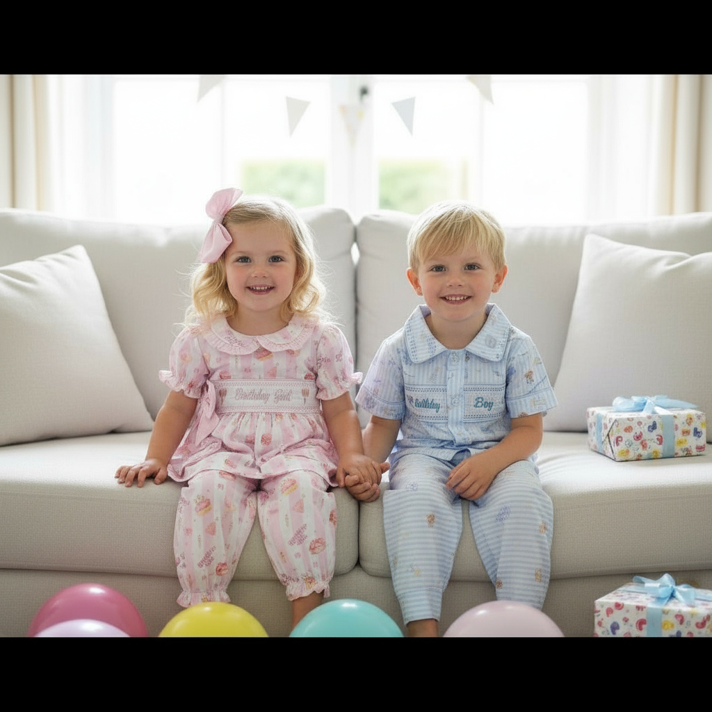 Birthday girl smocked pyjamas