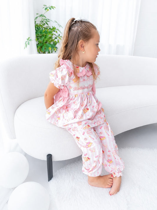 Birthday girl smocked pyjamas