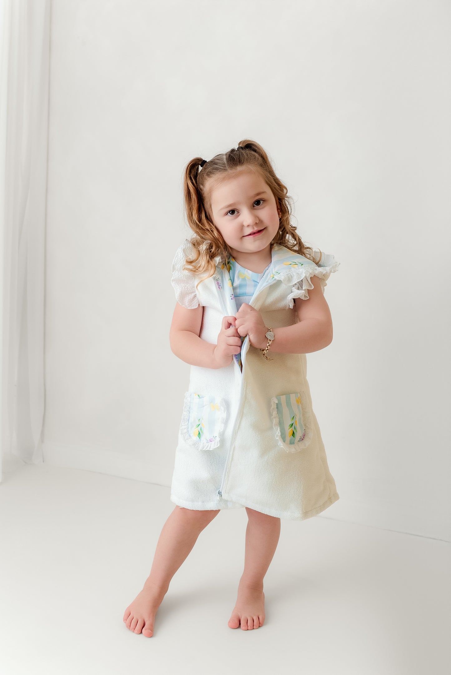 Girls lemon towel robe