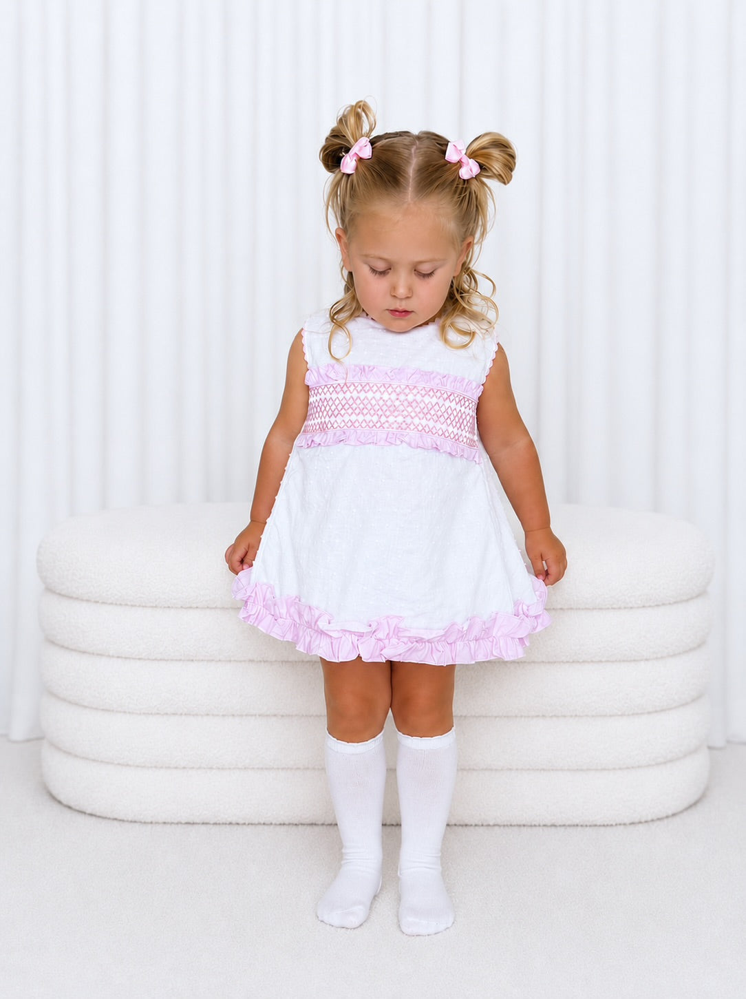 Swiss dot smocked set
