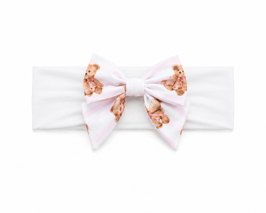 Pink teddy stripe headband