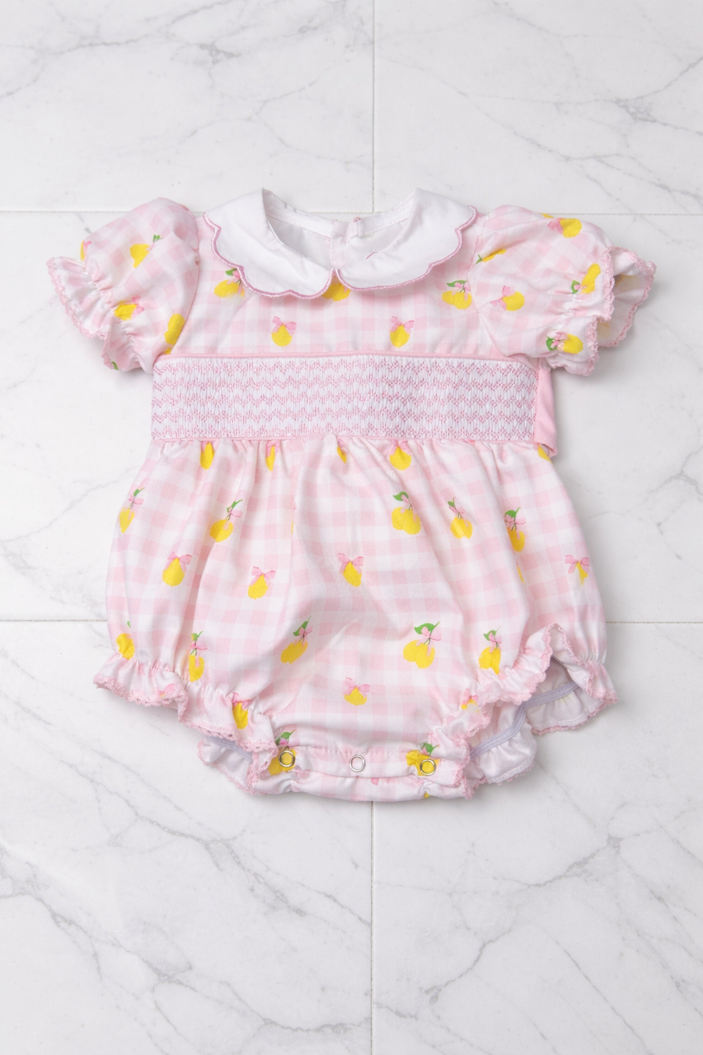 Girls Lemonbow smocked romper